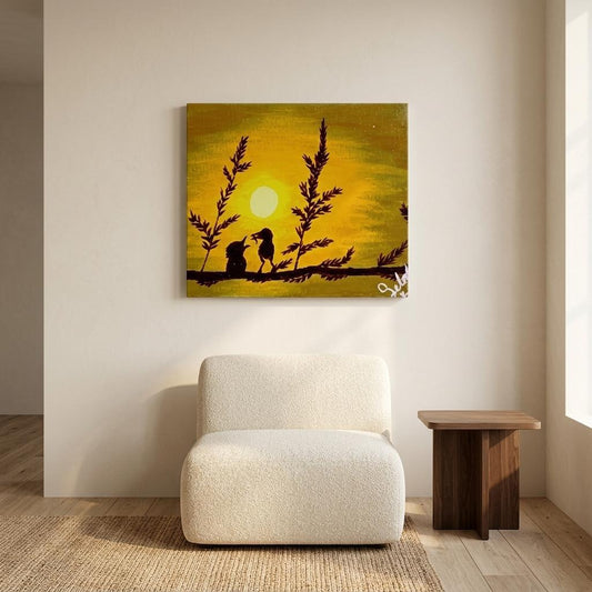 Whispers at Twilight - Warm Meadow Silhouette Landscape Poster