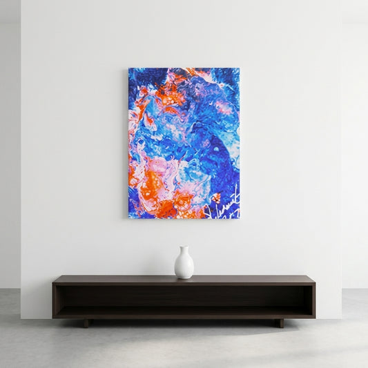Cosmic Rebirth - High-Contrast Blue and Pink Nebula Wall Decor