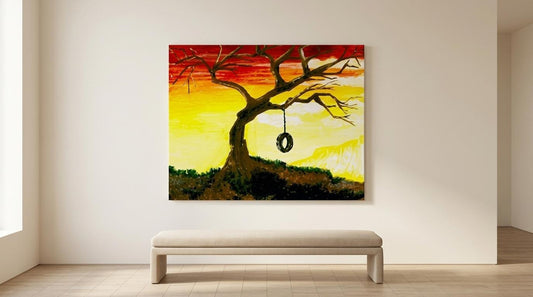 Nostalgia of the Void - Surrealist Sunset Tree Wall Print