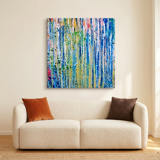 Shifting Dimensions  - Colorful Vertical Streak Contemporary Art