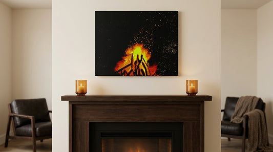Sparks of the Subconscious - Dark Mystical Fireplace Wall Decor